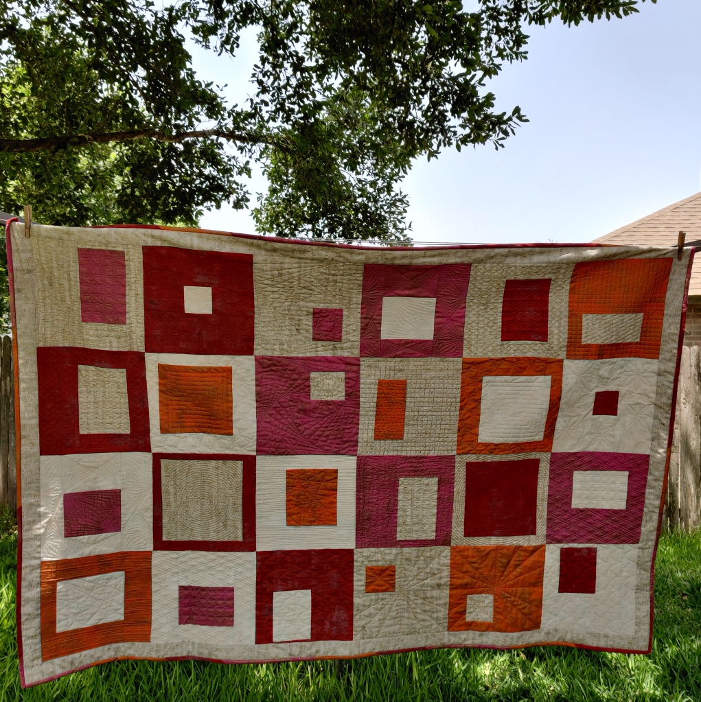 Full quilt called Happy Blocks, All quilting done by walking foot. 