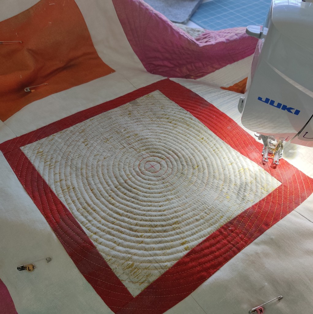 Example of a spiral design with a walking foot 